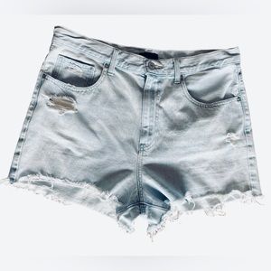 Uniqlo Distressed Light Wash Denim Short 100% Cotton Size 12